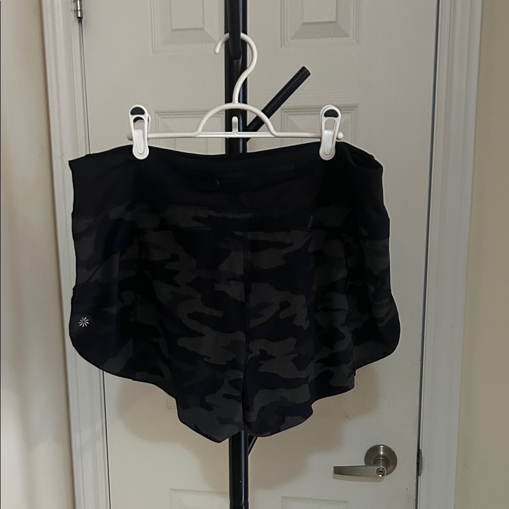 Athleta Black Camo Mid-Rise Athletic Shorts - Picture 2 of 5